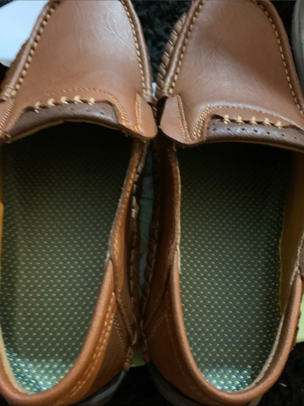 100% Caouthouc Brown Loafers Casual Leather Shoes